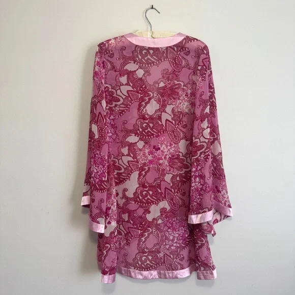 Pink Paisley Tie Front Robe OS - Picture 5 of 5
